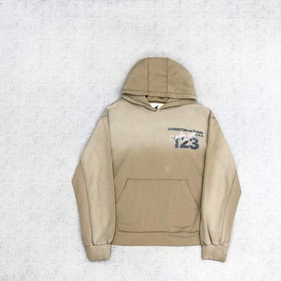 RIVINGTON ROI REBIS Red Letter Logo Brown Hoodie - Picture 1 of 6
